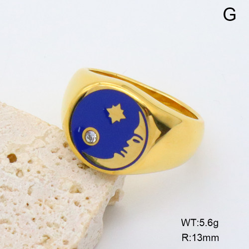 GER001413vhha-066  18K PVD Enamel & Czech Stones,Handmade Polished  6-8#  Stainless Steel Ring   BC24090148R-BE  nostock