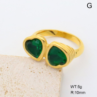 GER001417bhia-066  18K PVD Zircon,Handmade Polished  Stainless Steel Ring   BC24040427R-GN   nostock