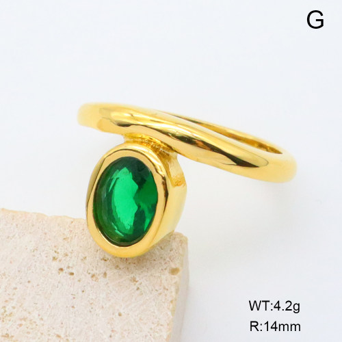 GER001420vhha-066  18K PVD Zircon,Handmade Polished  6-8#  Stainless Steel Ring   BC24040426R-GN  nostock