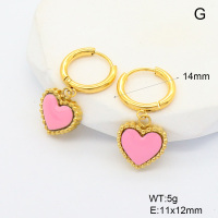 6E3002686vhll-700  316 Pin 18K PVD Resin,Handmade Polished  Stainless Steel Earrings  nostock