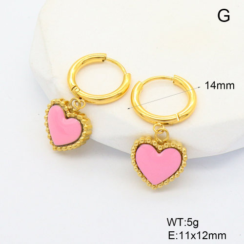 6E3002686vhll-700  316 Pin 18K PVD Resin,Handmade Polished  Stainless Steel Earrings  nostock