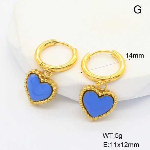 6E3002687vhll-700  316 Pin 18K PVD Resin,Handmade Polished  Stainless Steel Earrings  nostock