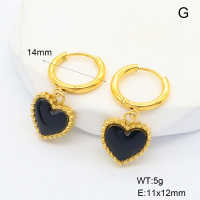 6E3002688vhll-700  316 Pin 18K PVD Resin,Handmade Polished  Stainless Steel Earrings  nostock
