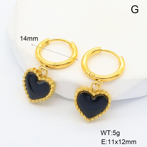 6E3002688vhll-700  316 Pin 18K PVD Resin,Handmade Polished  Stainless Steel Earrings  nostock