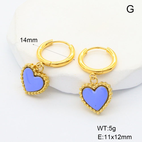 6E3002689vhll-700  316 Pin 18K PVD Resin,Handmade Polished  Stainless Steel Earrings  nostock