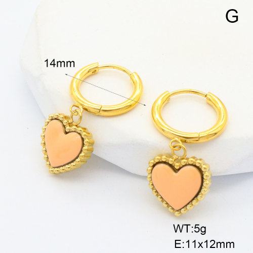 6E3002690vhll-700  316 Pin 18K PVD Resin,Handmade Polished  Stainless Steel Earrings  nostock