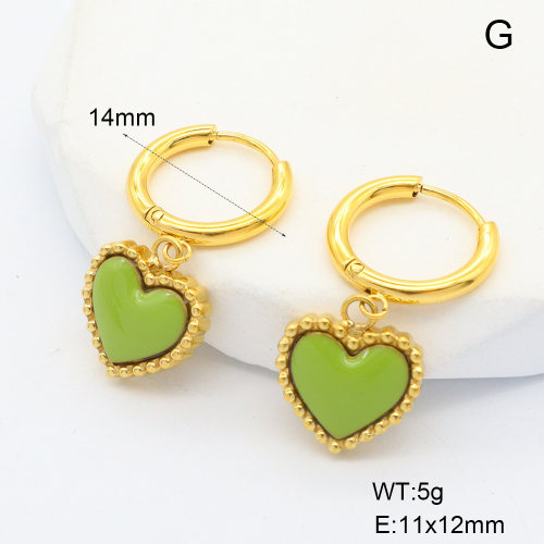 6E3002692vhll-700  316 Pin 18K PVD Resin,Handmade Polished  Stainless Steel Earrings  nostock