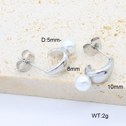 6E3002694bbnm-G034  316 SS Shell Beads,Handmade Polished  Stainless Steel Earrings  nostock