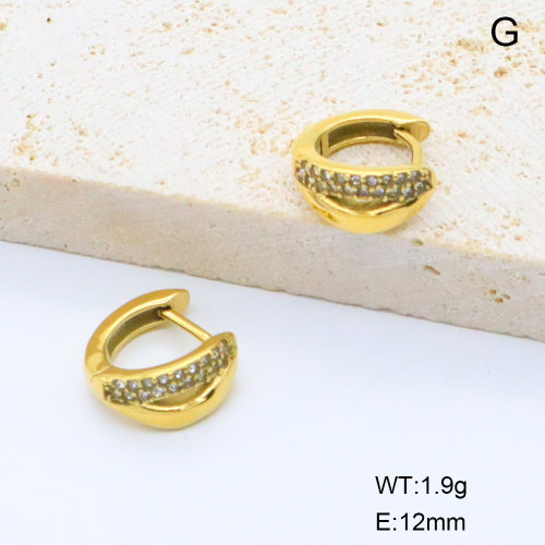 6E4004437ahlv-106D  316 SS 18K PVD Czech Stones,Handmade Polished  Stainless Steel Earrings  nostock