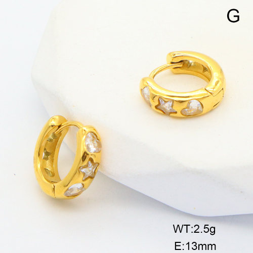 6E4004439vhkb-700  316 SS 18K PVD Zircon,Handmade Polished  Stainless Steel Earrings  nostock
