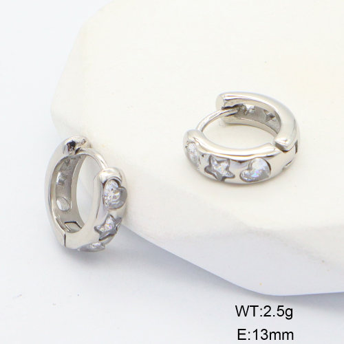 6E4004440bhil-700  316 SS Zircon,Handmade Polished  Stainless Steel Earrings  nostock