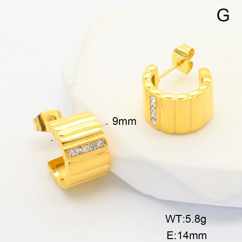 6E4004441ahjb-700  316 SS 18K PVD Czech Stones,Handmade Polished  Stainless Steel Earrings  nostock
