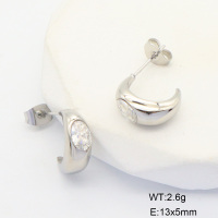 6E4004444vhha-700  316 SS Zircon,Handmade Polished  Stainless Steel Earrings  nostock