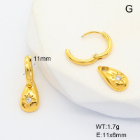 6E4004445bhil-700  316 SS 18K PVD Czech Stones,Handmade Polished  Stainless Steel Earrings  nostock