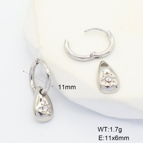 6E4004446vhha-700  316 SS Czech Stones,Handmade Polished  Stainless Steel Earrings  nostock