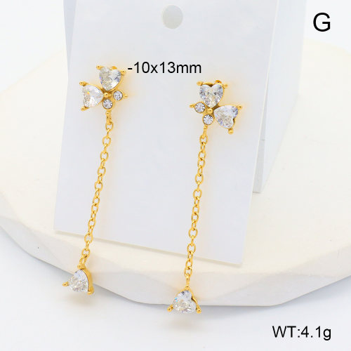 6E4004447bhjl-700  316 SS 18K PVD Zircon,Handmade Polished  Stainless Steel Earrings  nostock