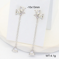 6E4004448vhhl-700  316 SS Zircon,Handmade Polished  Stainless Steel Earrings  nostock