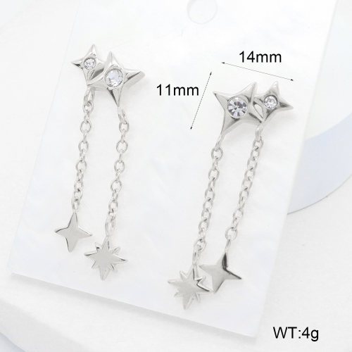 6E4004450vhha-700  316 SS Czech Stones,Handmade Polished  Stainless Steel Earrings  nostock