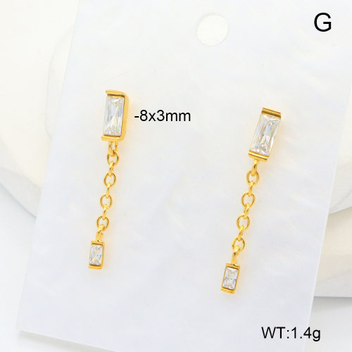 6E4004451bhjl-700  316 SS 18K PVD Zircon,Handmade Polished  Stainless Steel Earrings  nostock