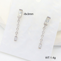 6E4004452vhhl-700  316 SS Zircon,Handmade Polished  Stainless Steel Earrings  nostock