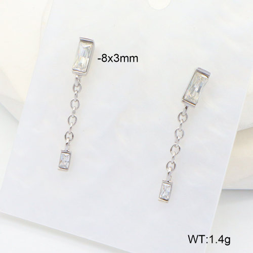 6E4004452vhhl-700  316 SS Zircon,Handmade Polished  Stainless Steel Earrings  nostock