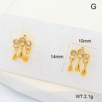 6E4004453ahlv-700  316 SS 18K PVD Czech Stones,Handmade Polished  Stainless Steel Earrings  nostock
