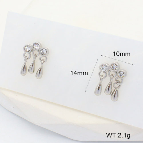 6E4004454bhjl-700  316 SS Czech Stones,Handmade Polished  Stainless Steel Earrings  nostock
