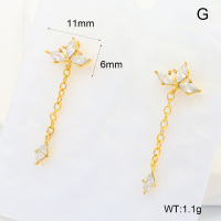6E4004455bhjl-700  316 SS 18K PVD Zircon,Handmade Polished  Stainless Steel Earrings  nostock