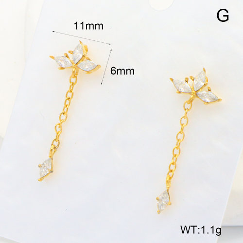 6E4004455bhjl-700  316 SS 18K PVD Zircon,Handmade Polished  Stainless Steel Earrings  nostock