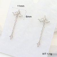 6E4004456vhhl-700  316 SS Zircon,Handmade Polished  Stainless Steel Earrings  nostock