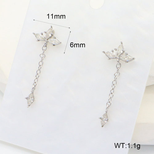 6E4004456vhhl-700  316 SS Zircon,Handmade Polished  Stainless Steel Earrings  nostock
