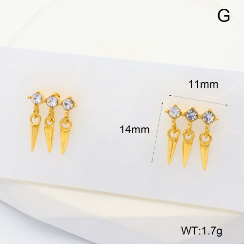 6E4004457ahjb-700  316 SS 18K PVD Czech Stones,Handmade Polished  Stainless Steel Earrings  nostock