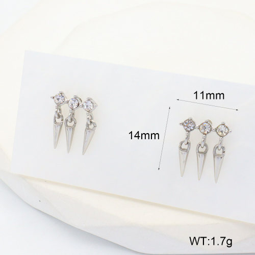 6E4004458vhhl-700  316 SS Czech Stones,Handmade Polished  Stainless Steel Earrings  nostock