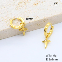 6E4004459bhjo-G034  316 SS 18K PVD Czech Stones,Handmade Polished  Stainless Steel Earrings  nostock