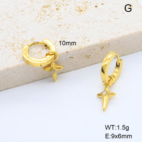 6E4004459bhjo-G034  316 SS 18K PVD Czech Stones,Handmade Polished  Stainless Steel Earrings  nostock
