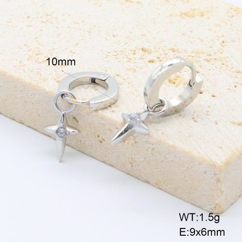 6E4004460bhbo-G034  316 SS Czech Stones,Handmade Polished  Stainless Steel Earrings  nostock
