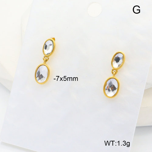 6E4004463bbok-G034  316 SS 18K PVD Glass,Handmade Polished  Stainless Steel Earrings  nostock