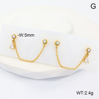 6E4004465bhim-G034  316 SS 18K PVD Zircon & Plastic Imitation Pearls,Handmade Polished  Stainless Steel Earrings  nostock