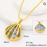 GEN001954bhva-066  Abalone Shell,Handmade Polished  Stainless Steel Necklace