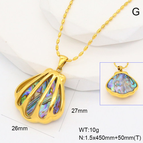 GEN001954bhva-066  Abalone Shell,Handmade Polished  Stainless Steel Necklace