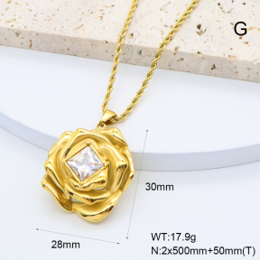 GEN002034bhia-066  18K PVD Zircon,Handmade Polished  Stainless Steel Necklace  BC25010024N-WT