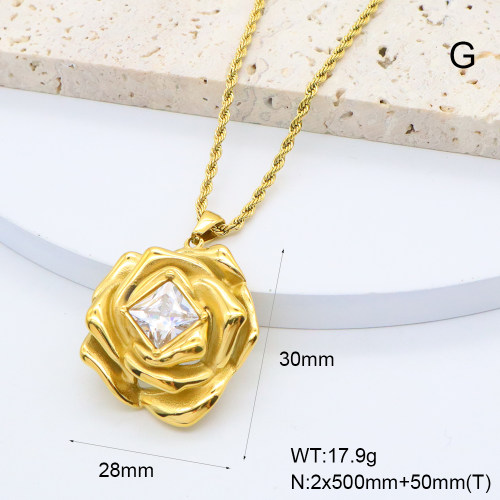 GEN002034bhia-066  18K PVD Zircon,Handmade Polished  Stainless Steel Necklace  BC25010024N-WT