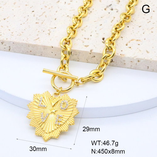 GEN002037vhkb-066  18K PVD Czech Stones,Handmade Polished  Stainless Steel Necklace  BC24070645N-2