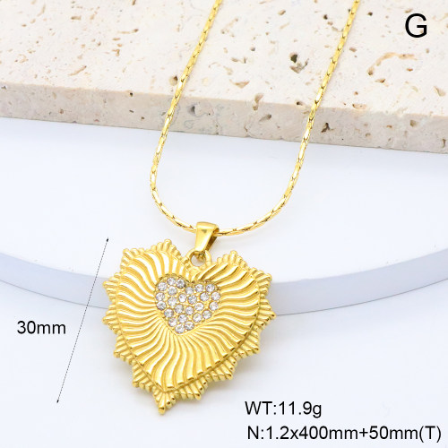 GEN002038bhva-066  18K PVD Czech Stones,Handmade Polished  Stainless Steel Necklace  BC24120454N-3