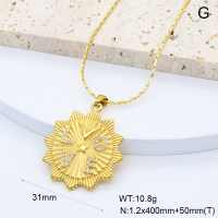 GEN002039bhva-066  18K PVD Czech Stones,Handmade Polished  Stainless Steel Necklace  BC25030022N
