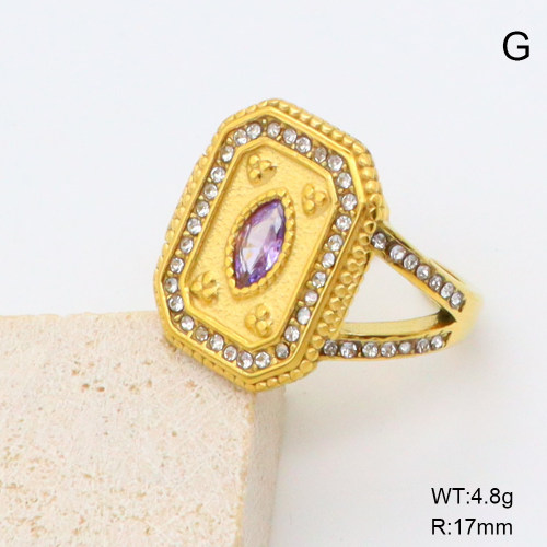 GER001365bhia-066  Czech Stones & Zircon,Handmade Polished  Stainless Steel Ring  BC25040046R