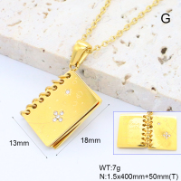 GEN001119vhkb-066  Czech Stones,Handmade Polished Stainless Steel Necklace 