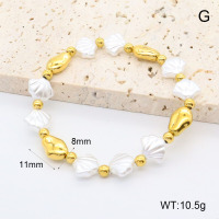 GEB000805vhkb-066  18K PVD Resin Imitation Pearls,Handmade Polished  Stainless Steel Bracelet  BC24070976B-3    nostock