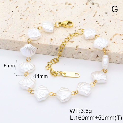 GEB000806vhkb-066  18K PVD Resin Imitation Pearls  Stainless Steel Bracelet  BC25070205B    nostock