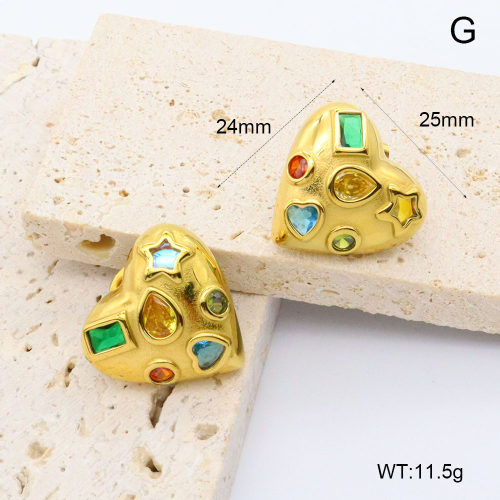 GEE002635bhia-066  316 Pin 18K PVD Czech Stones & Zircon,Handmade Polished  Stainless Steel Earrings  BC25070217E-CR  nostock